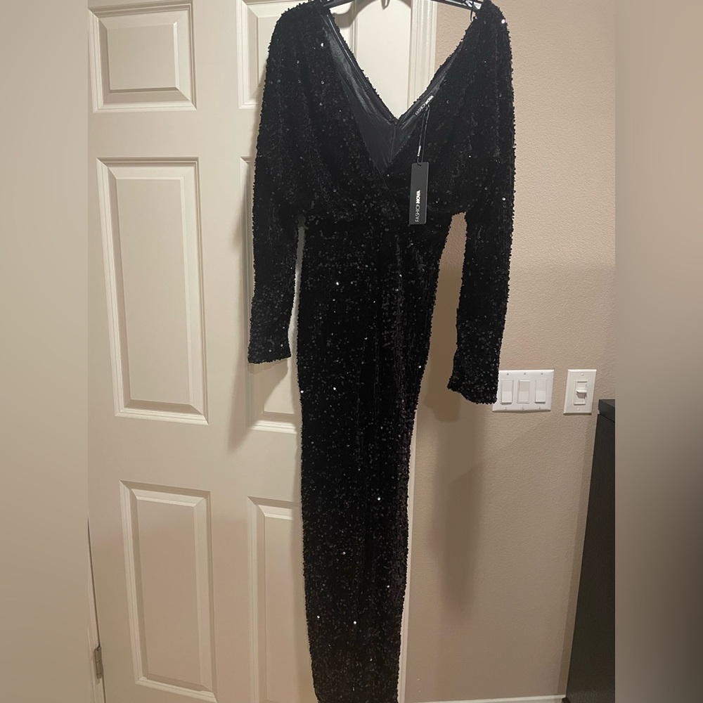 Black Sequin Sexy Jumpsuit